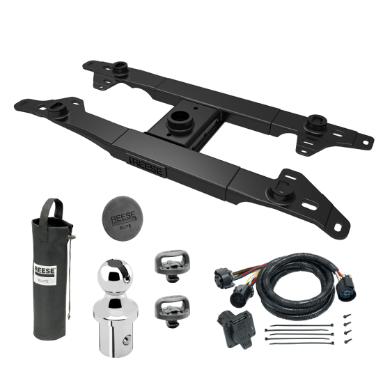 For 2017-2022 Ford F-250 Super Duty Elite Series Fifth Wheel Hitch Mounting System Rail Kit + Gooseneck Pop-In Ball + Wiring For Models w/o Factory Puck System (Excludes: w/Factory Prep Kit, w/o Factory Puck System Models) By Reese