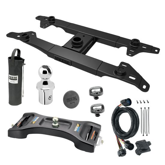 For 2017-2022 Ford F-350 Super Duty Elite Series Fifth Wheel Hitch Mounting System Rail Kit + Pop-In Gooseneck Ball & Elite Plate For Models w/o Factory Puck System (Excludes: w/Factory Prep Kit, w/o Factory Puck System Models) By Reese