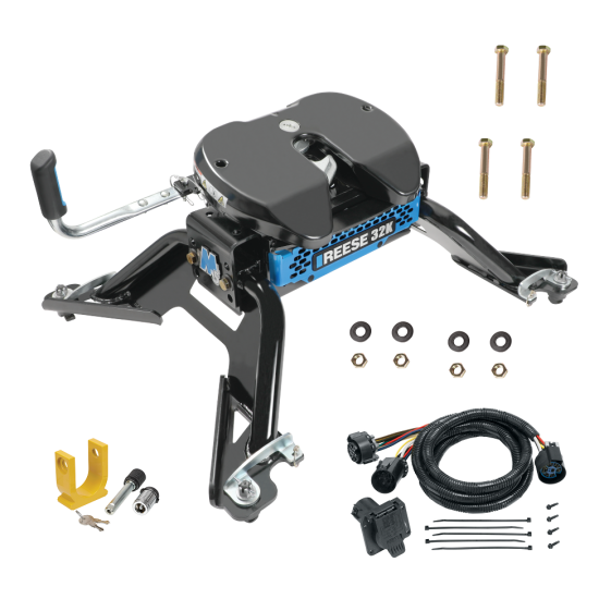 For 2015-2024 RAM 2500 M5 Fifth Wheel Hitch + In-Bed Wiring 32K Talon Jaw Complete System For Models w/ Factory Puck System + King Pin Lock (For w/Factory or Reese Elite Puck System Models) By Reese