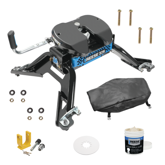 For 2015-2024 RAM 2500 M5 Fifth Wheel Hitch 32K Talon Jaw Complete System For Models w/ Factory Puck System + King Pin Lock + 10" Lube Plate + Fifth Wheel Cover + Lube (For w/Factory or Reese Elite Puck System Models) By Reese