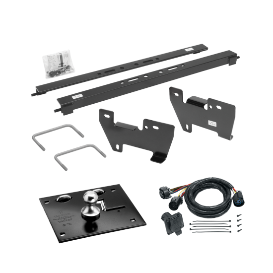 For 2002-2008 Dodge Ram 1500 Fold Down Plate Underbed Gooseneck Hitch + 7-Way In-Bed Wiring (Excludes: Mega Cab, w/o Factory Puck System Models) By Draw-Tite