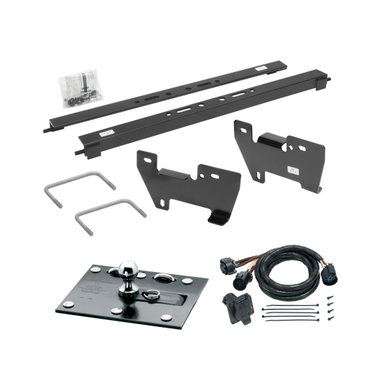 For 2002-2008 Dodge Ram 1500 Fold Down Plate Underbed Gooseneck Hitch + 7-Way In-Bed Wiring (Excludes: Mega Cab, w/o Factory Puck System Models) By Draw-Tite