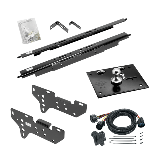 For 1999-2016 Ford F-250 Super Duty Fold Down Plate Underbed Gooseneck Hitch + 7-Way In-Bed Wiring (Excludes: Cab & Chassis, w/o Factory Puck System Models) By Draw-Tite