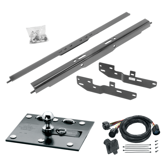 For 2011-2019 Chevrolet Silverado 2500 HD Fold Down Plate Underbed Gooseneck Hitch + 7-Way In-Bed Wiring (Excludes: w/OEM HD Towing Prep Package, w/o Factory Puck System Models) By Draw-Tite