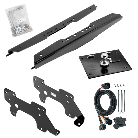 For 2010-2012 Dodge Ram 3500 Fold Down Plate Underbed Gooseneck Hitch + 7-Way In-Bed Wiring (For All Styles, w/o Factory Puck System Models) By Draw-Tite