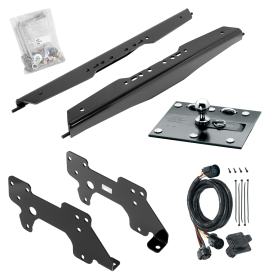 For 2010-2013 Dodge Ram 2500 Fold Down Plate Underbed Gooseneck Hitch + 7-Way In-Bed Wiring (For All Styles, w/o Factory Puck System Models) By Draw-Tite