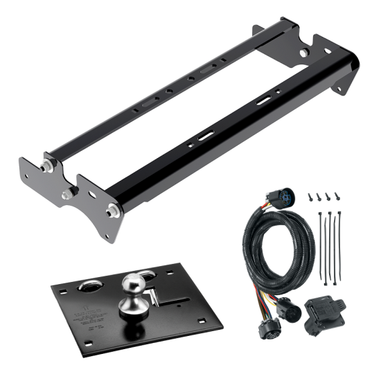 For 2015-2023 Ford F-150 Fold Down Plate Underbed Gooseneck Hitch + 7-Way In-Bed Wiring (Excludes: Raptor, w/o Factory Puck System Models) By Draw-Tite