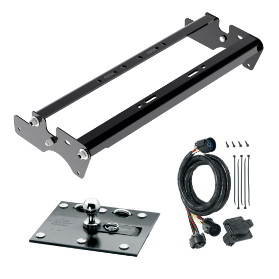 For 2015-2023 Ford F-150 Fold Down Plate Underbed Gooseneck Hitch + 7-Way In-Bed Wiring (Excludes: Raptor, w/o Factory Puck System Models) By Draw-Tite