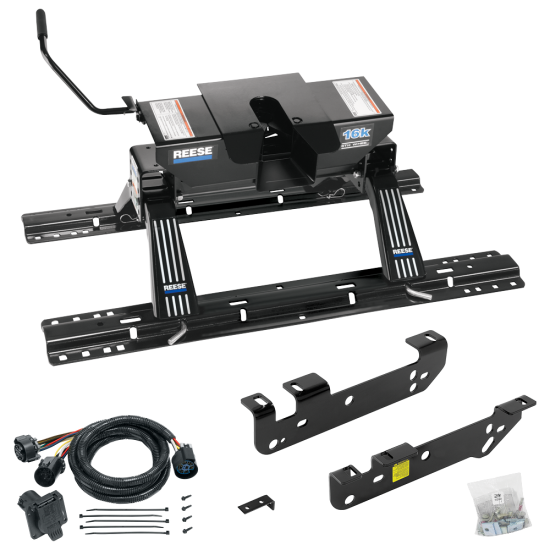 For 2011-2016 Ford F-350 Super Duty Custom Industry Standard Above Bed Rail Kit + 16K Fifth Wheel + In-Bed Wiring (For 5'8 or Shorter Bed (Sidewinder Required), Except Cab & Chassis, w/o Factory Puck System Models) By Reese