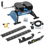 For 2011-2016 Ford F-250 Super Duty Custom Industry Standard Above Bed Rail Kit + Reese M5 20K Fifth Wheel + In-Bed Wiring + King Pin Lock (For 5'8 or Shorter Bed (Sidewinder Required), Except Cab & Chassis, w/o Factory Puck System Models) By Reese