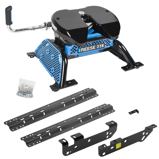 For 2011-2016 Ford F-250 Super Duty Custom Industry Standard Above Bed Rail Kit + Reese M5 27K Fifth Wheel (For 5'8 or Shorter Bed (Sidewinder Required), Except Cab & Chassis, w/o Factory Puck System Models) By Reese