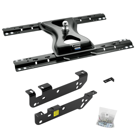 For 2011-2016 Ford F-450 Super Duty Custom Industry Standard Above Bed Rail Kit + 25K Reese Gooseneck Hitch (For 5'8 or Shorter Bed (Sidewinder Required), Except Cab & Chassis, w/o Factory Puck System Models) By Reese