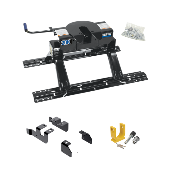 For 2014-2018 RAM 2500 Custom Industry Standard Above Bed Rail Kit + 20K Fifth Wheel + King Pin Lock (For 6-1/2' and 8 foot Bed, w/o Factory Puck System Models) By Reese