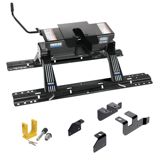 For 2014-2018 RAM 2500 Custom Industry Standard Above Bed Rail Kit + 16K Fifth Wheel + King Pin Lock (For 6-1/2' and 8 foot Bed, w/o Factory Puck System Models) By Reese