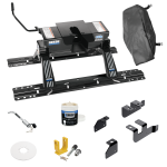 For 2014-2018 RAM 2500 Custom Industry Standard Above Bed Rail Kit + 16K Fifth Wheel + King Pin Lock + Base Rail Lock + 10" Lube Plate + Fifth Wheel Cover + Lube (For 6-1/2' and 8 foot Bed, w/o Factory Puck System Models) By Reese