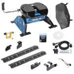 For 2014-2018 RAM 2500 Custom Industry Standard Above Bed Rail Kit + Reese M5 20K Fifth Wheel + In-Bed Wiring + King Pin Lock + Base Rail Lock + 10" Lube Plate + Fifth Wheel Cover + Lube (For 5'8 or Shorter Bed (Sidewinder Required), w/o Factory Puck