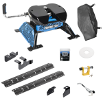 For 2014-2018 RAM 2500 Custom Industry Standard Above Bed Rail Kit + Reese M5 20K Fifth Wheel + King Pin Lock + Base Rail Lock + 10" Lube Plate + Fifth Wheel Cover + Lube (For 6-1/2' and 8 foot Bed, w/o Factory Puck System Models) By Reese