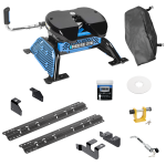 For 2014-2018 RAM 2500 Custom Industry Standard Above Bed Rail Kit + Reese M5 27K Fifth Wheel + King Pin Lock + Base Rail Lock + 10" Lube Plate + Fifth Wheel Cover + Lube (For 6-1/2' and 8 foot Bed, w/o Factory Puck System Models) By Reese