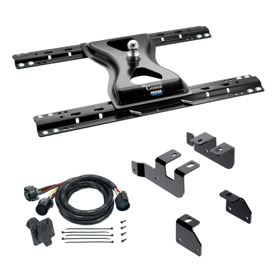 For 2014-2018 RAM 2500 Custom Industry Standard Above Bed Rail Kit + 25K Reese Gooseneck Hitch + In-Bed Wiring (For 5'8 or Shorter Bed (Sidewinder Required), w/o Factory Puck System Models) By Reese