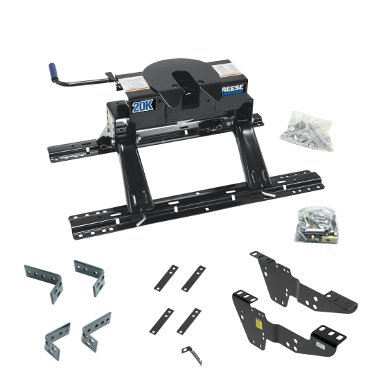 For 2001-2006 GMC Sierra 3500 Custom Industry Standard Above Bed Rail Kit + 20K Fifth Wheel (For 6-1/2' and 8 foot Bed, w/o Factory Puck System Models) By Reese