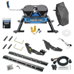 For 1999-2004 GMC Sierra 2500 Custom Industry Standard Above Bed Rail Kit + Reese M5 27K Fifth Wheel + In-Bed Wiring + King Pin Lock + Base Rail Lock + 10" Lube Plate + Fifth Wheel Cover + Lube (For 6-1/2' and 8 foot Bed, w/o Factory Puck System Mode