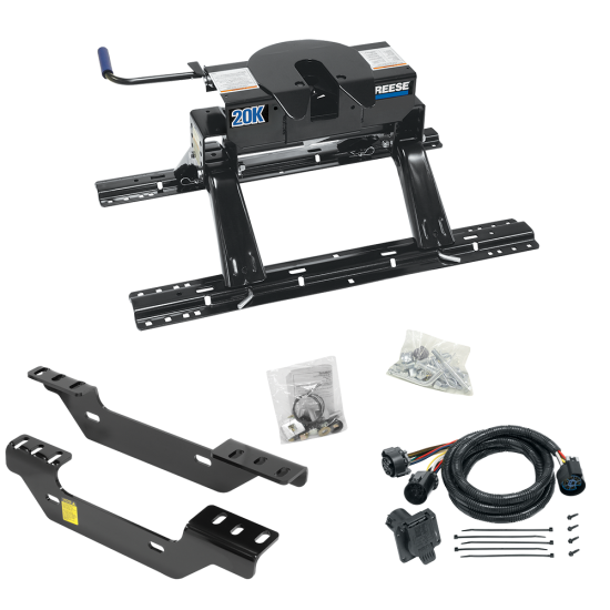 For 2011-2019 Chevrolet Silverado 3500 HD Custom Industry Standard Above Bed Rail Kit + 20K Fifth Wheel + In-Bed Wiring (For 6-1/2' and 8 foot Bed, Except w/OEM HD Towing Prep Package, w/o Factory Puck System Models) By Reese