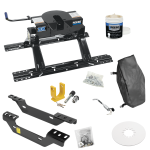 For 2011-2019 Chevrolet Silverado 3500 HD Custom Industry Standard Above Bed Rail Kit + 20K Fifth Wheel + King Pin Lock + Base Rail Lock + 10" Lube Plate + Fifth Wheel Cover + Lube (For 6-1/2' and 8 foot Bed, Except w/OEM HD Towing Prep Package, w/o 