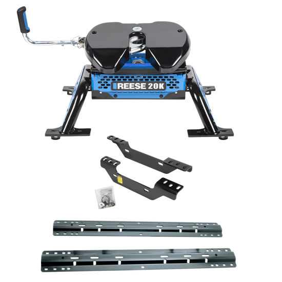 For 2011-2019 Chevrolet Silverado 2500 HD Custom Industry Standard Above Bed Rail Kit + Reese M5 20K Fifth Wheel (For 6-1/2' and 8 foot Bed, Except w/OEM HD Towing Prep Package, w/o Factory Puck System Models) By Reese