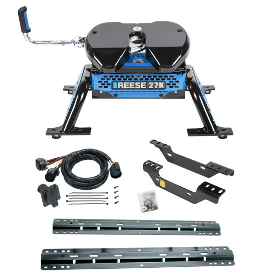 For 2011-2019 Chevrolet Silverado 2500 HD Custom Industry Standard Above Bed Rail Kit + Reese M5 27K Fifth Wheel + In-Bed Wiring (For 5'8 or Shorter Bed (Sidewinder Required), Except w/OEM HD Towing Prep Package, w/o Factory Puck System Models) By Reese