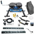 For 2011-2019 Chevrolet Silverado 3500 HD Custom Industry Standard Above Bed Rail Kit + Reese M5 27K Fifth Wheel + In-Bed Wiring + King Pin Lock + Base Rail Lock + 10" Lube Plate + Fifth Wheel Cover + Lube (For 5'8 or Shorter Bed (Sidewinder Required