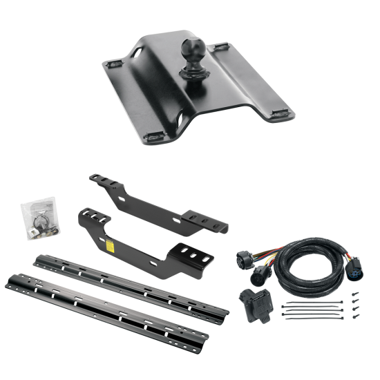 For 2011-2019 GMC Sierra 3500 HD Custom Industry Standard Above Bed Rail Kit + 25K Pro Series Gooseneck Hitch + In-Bed Wiring (For 5'8 or Shorter Bed (Sidewinder Required), Except w/OEM HD Towing Prep Package, w/o Factory Puck System Models) By Reese