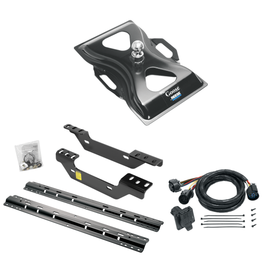 For 2011-2019 Chevrolet Silverado 3500 HD Custom Industry Standard Above Bed Rail Kit + 25K Reese Gooseneck Hitch + In-Bed Wiring (For 5'8 or Shorter Bed (Sidewinder Required), Except w/OEM HD Towing Prep Package, w/o Factory Puck System Models) By Reese