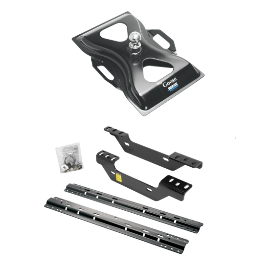 For 2011-2019 Chevrolet Silverado 3500 HD Custom Industry Standard Above Bed Rail Kit + 25K Reese Gooseneck Hitch (For 6-1/2' and 8 foot Bed, Except w/OEM HD Towing Prep Package, w/o Factory Puck System Models) By Reese