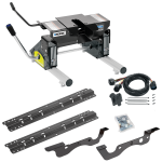 For 2017-2022 Ford F-350 Super Duty Custom Industry Standard Above Bed Rail Kit + 16K Fifth Wheel + Round Tube Slider + In-Bed Wiring (For 6-1/2' or Shorter Bed, Except Dual Rear Wheel or Cab & Chassis, w/o Factory Puck System Models) By Reese