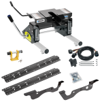 For 2017-2022 Ford F-350 Super Duty Custom Industry Standard Above Bed Rail Kit + 16K Fifth Wheel + Round Tube Slider + In-Bed Wiring + King Pin Lock (For 6-1/2' or Shorter Bed, Except Dual Rear Wheel or Cab & Chassis, w/o Factory Puck System Models) 