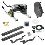 For 2017-2022 Ford F-250 Super Duty Custom Industry Standard Above Bed Rail Kit + 16K Fifth Wheel + Round Tube Slider + In-Bed Wiring + King Pin Lock + Base Rail Lock + 10" Lube Plate + Fifth Wheel Cover + Lube (For 6-1/2' or Shorter Bed, Except Dual