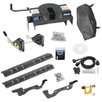 For 2017-2022 Ford F-250 Super Duty Custom Industry Standard Above Bed Rail Kit + 20K Fifth Wheel + Round Tube Slider + In-Bed Wiring + King Pin Lock + Base Rail Lock + 10" Lube Plate + Fifth Wheel Cover + Lube (For 6-1/2' or Shorter Bed, Except Dual