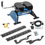 For 2017-2022 Ford F-250 Super Duty Custom Industry Standard Above Bed Rail Kit + Reese M5 20K Fifth Wheel + In-Bed Wiring + King Pin Lock (For 5'8 or Shorter Bed (Sidewinder Required), Except Dual Rear Wheel or Cab & Chassis, w/o Factory Puck System 