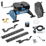 For 2017-2022 Ford F-250 Super Duty Custom Industry Standard Above Bed Rail Kit + Reese M5 20K Fifth Wheel + In-Bed Wiring + King Pin Lock + Base Rail Lock + 10" Lube Plate + Fifth Wheel Cover + Lube (For 5'8 or Shorter Bed (Sidewinder Required), Exc