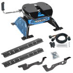 For 2017-2022 Ford F-350 Super Duty Custom Industry Standard Above Bed Rail Kit + Reese M5 27K Fifth Wheel + In-Bed Wiring (For 5'8 or Shorter Bed (Sidewinder Required), Except Dual Rear Wheel or Cab & Chassis, w/o Factory Puck System Models) By Reese