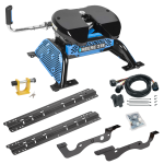 For 2017-2022 Ford F-350 Super Duty Custom Industry Standard Above Bed Rail Kit + Reese M5 27K Fifth Wheel + In-Bed Wiring + King Pin Lock (For 5'8 or Shorter Bed (Sidewinder Required), Except Dual Rear Wheel or Cab & Chassis, w/o Factory Puck System 