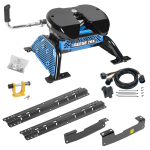 For 2004-2014 Ford F-150 Custom Industry Standard Above Bed Rail Kit + Reese M5 20K Fifth Wheel + In-Bed Wiring + King Pin Lock (For 6-1/2' and 8 foot Bed, w/o Factory Puck System Models) By Reese