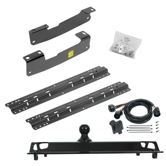 For 2004-2014 Ford F-150 Custom Industry Standard Above Bed Rail Kit + 25K Pro Series Gooseneck Hitch + In-Bed Wiring (For 5'8 or Shorter Bed (Sidewinder Required), w/o Factory Puck System Models) By Reese