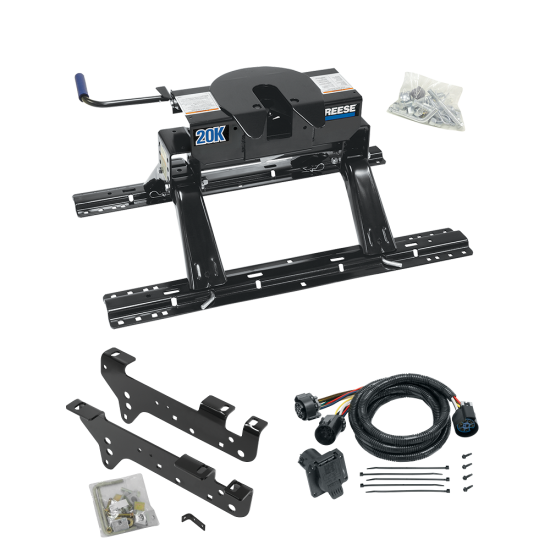 For 1999-2010 Ford F-250 Super Duty Custom Industry Standard Above Bed Rail Kit + 20K Fifth Wheel + In-Bed Wiring (For 5'8 or Shorter Bed (Sidewinder Required), Except Cab & Chassis, w/o Factory Puck System Models) By Reese