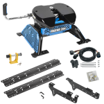 For 1999-2010 Ford F-250 Super Duty Custom Industry Standard Above Bed Rail Kit + Reese M5 20K Fifth Wheel + In-Bed Wiring + King Pin Lock (For 5'8 or Shorter Bed (Sidewinder Required), Except Cab & Chassis, w/o Factory Puck System Models) By Reese