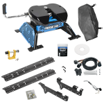 For 1999-2010 Ford F-250 Super Duty Custom Industry Standard Above Bed Rail Kit + Reese M5 20K Fifth Wheel + In-Bed Wiring + King Pin Lock + Base Rail Lock + 10" Lube Plate + Fifth Wheel Cover + Lube (For 5'8 or Shorter Bed (Sidewinder Required), Exc