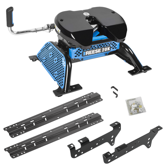 For 1999-2010 Ford F-250 Super Duty Custom Industry Standard Above Bed Rail Kit + Reese M5 20K Fifth Wheel (For 5'8 or Shorter Bed (Sidewinder Required), Except Cab & Chassis, w/o Factory Puck System Models) By Reese