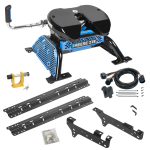 For 1999-2010 Ford F-250 Super Duty Custom Industry Standard Above Bed Rail Kit + Reese M5 27K Fifth Wheel + In-Bed Wiring + King Pin Lock (For 5'8 or Shorter Bed (Sidewinder Required), Except Cab & Chassis, w/o Factory Puck System Models) By Reese