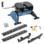 For 1999-2010 Ford F-250 Super Duty Custom Industry Standard Above Bed Rail Kit + Reese M5 27K Fifth Wheel + King Pin Lock (For 5'8 or Shorter Bed (Sidewinder Required), Except Cab & Chassis, w/o Factory Puck System Models) By Reese