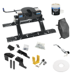 For 2007-2021 Toyota Tundra Custom Industry Standard Above Bed Rail Kit + 20K Fifth Wheel + King Pin Lock + Base Rail Lock + 10" Lube Plate + Fifth Wheel Cover + Lube (For 5'8 or Shorter Bed (Sidewinder Required), w/o Factory Puck System Models) By R